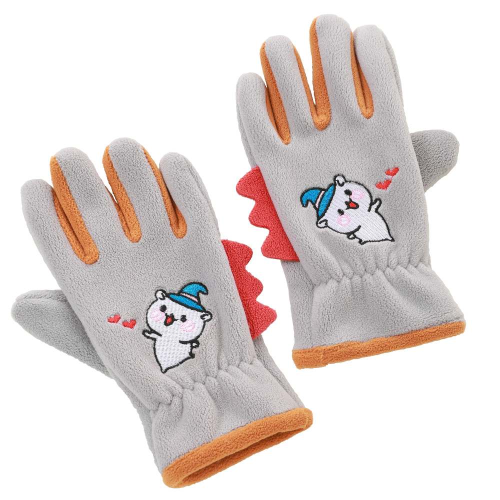 Guantes de invierno para niños con guantes de terciopelo de dibujos animados al aire libre para montar a favor de la piel, guantes de terciopelo de grano para niños y niñas.