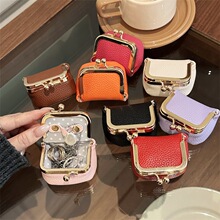 新款真皮小巧口耳机包钻戒首饰包迷你戒指项链耳环饰品盒硬币零钱