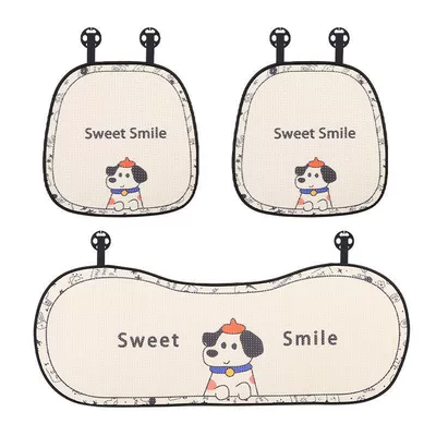 Clearance Sale: Cute Cartoon Dog Car Seat cushion, seat cover - ice-silk-red-hat-puppy-3-piece-set