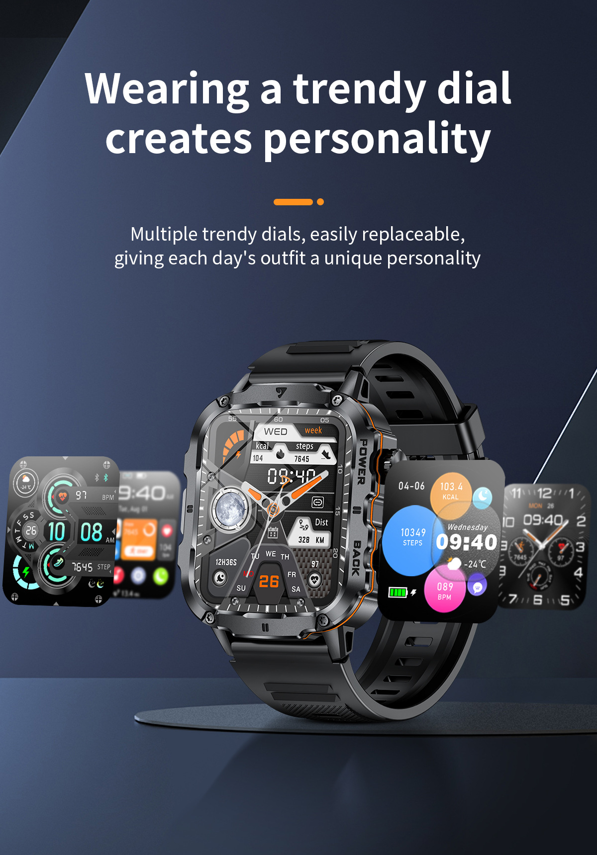 Men's Bluetooth Smartwatch With Heart Rate And Blood Oxygen Monitoring Multi Sports Watch Waterproof Fitness Tracker Touchscreen Watch_voghion.com