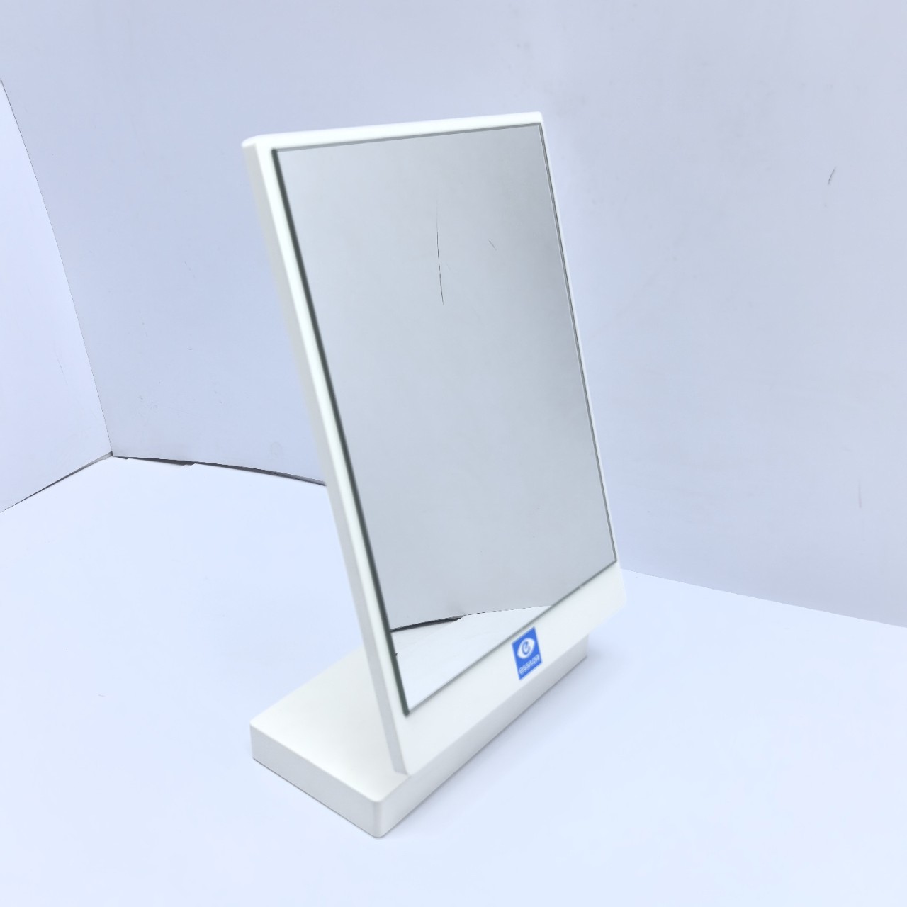 厂家供应眼镜店柜台木制白色镜子台 亚克力镜子座