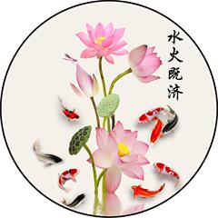 ハスの花の純れ図鯉の台所の小さいトイレの玄関の装飾画は貼り付けて絵の9魚を集めて財産図を掛けて自分で貼り付けます。