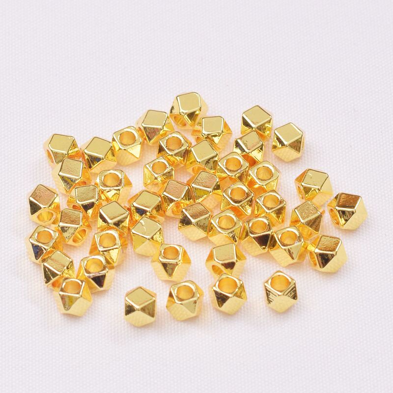 Color-Preserving 18K Gold-Covered Rhombus Beads Separated Beads Bracelet with Beads Square Cut Corner Beads DIY Bracelet Beaded Accessories Square Beads