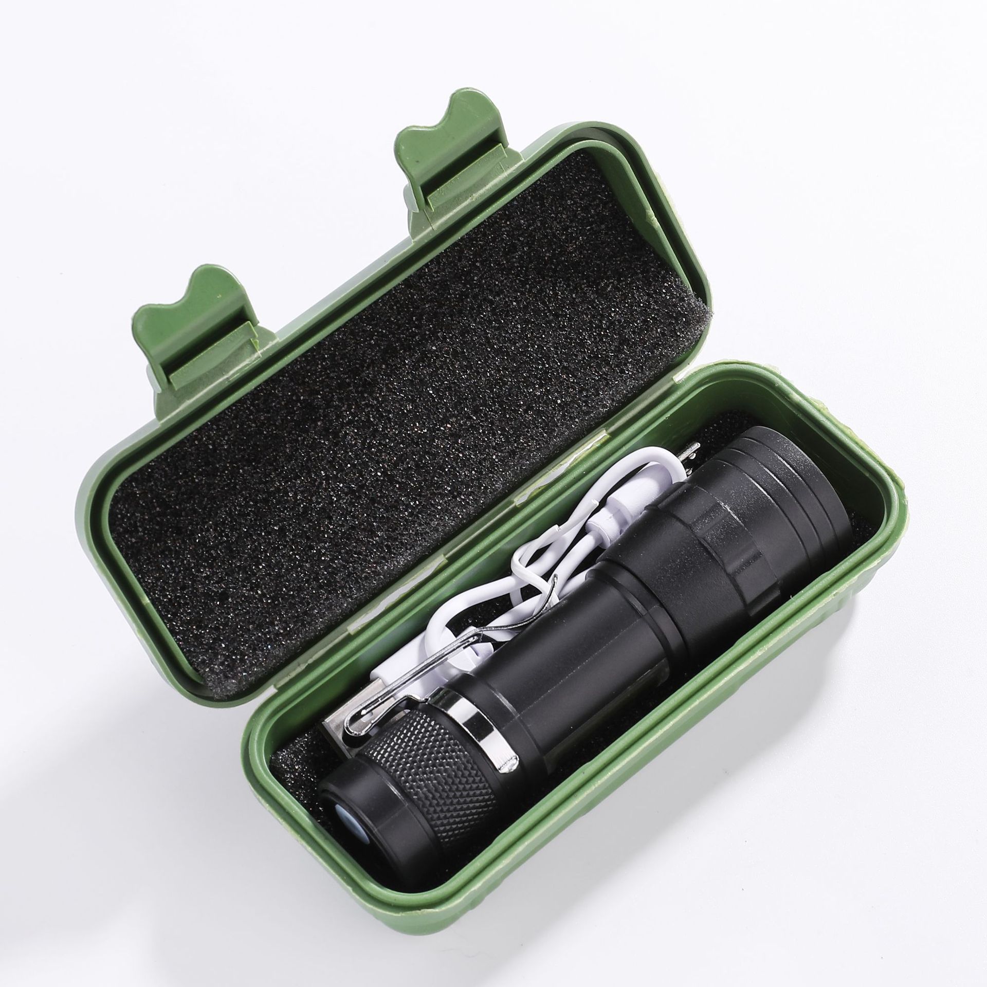 Mini luz fuerte transfronteriza pequeña linterna portátil luz lateral al aire libre hogar recargable LED zoom luz de trabajo de largo alcance