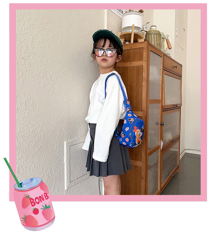 Summer 2024 new children's bag crossbody bag, cute pink little horse chest bag, Korean-style canvas bag for boys and girls details Picture