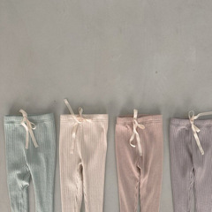 Ins 2023 Spring and Autumn New Medium and Small Children's Girls' Baby Pure Cotton Outer Wearing Trousers with Fitting Design and Cute Bow Ties