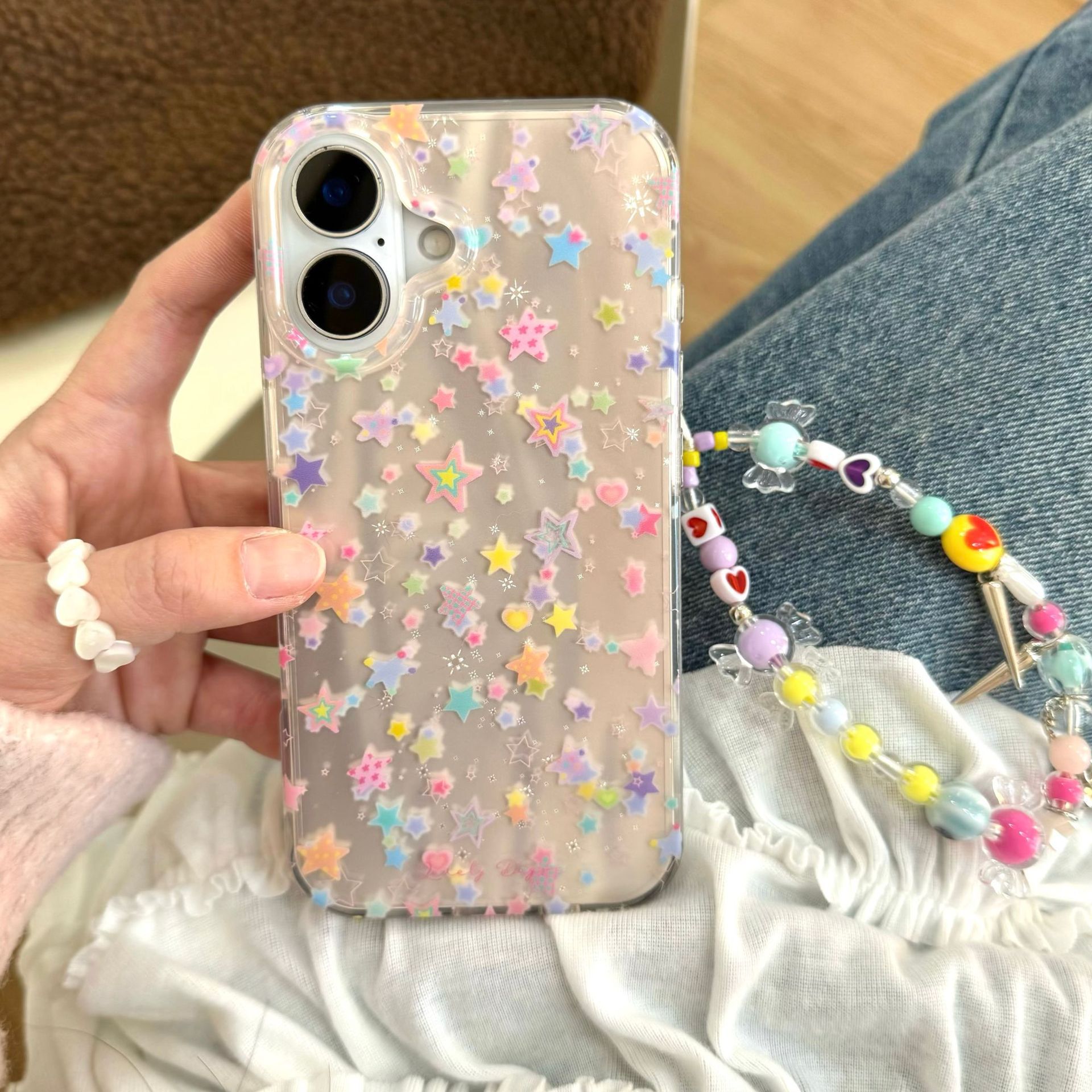 Estilo coreano ins color estrella mariposa apple 16ProMax pulsera 14/13 funda para teléfono móvil iphone15 mujer