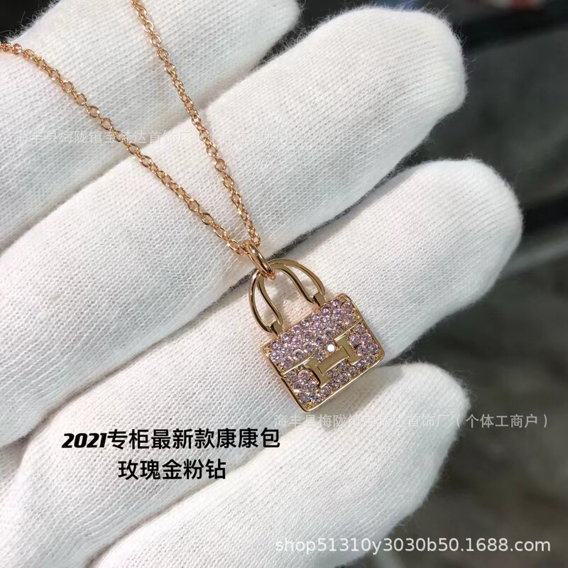 H ファミリーハイバージョン新しいカンカンバッグネックレス H バッグケリーネックレス S925 シルバーメッキ 18K ローズゴールド工場直販|undefined