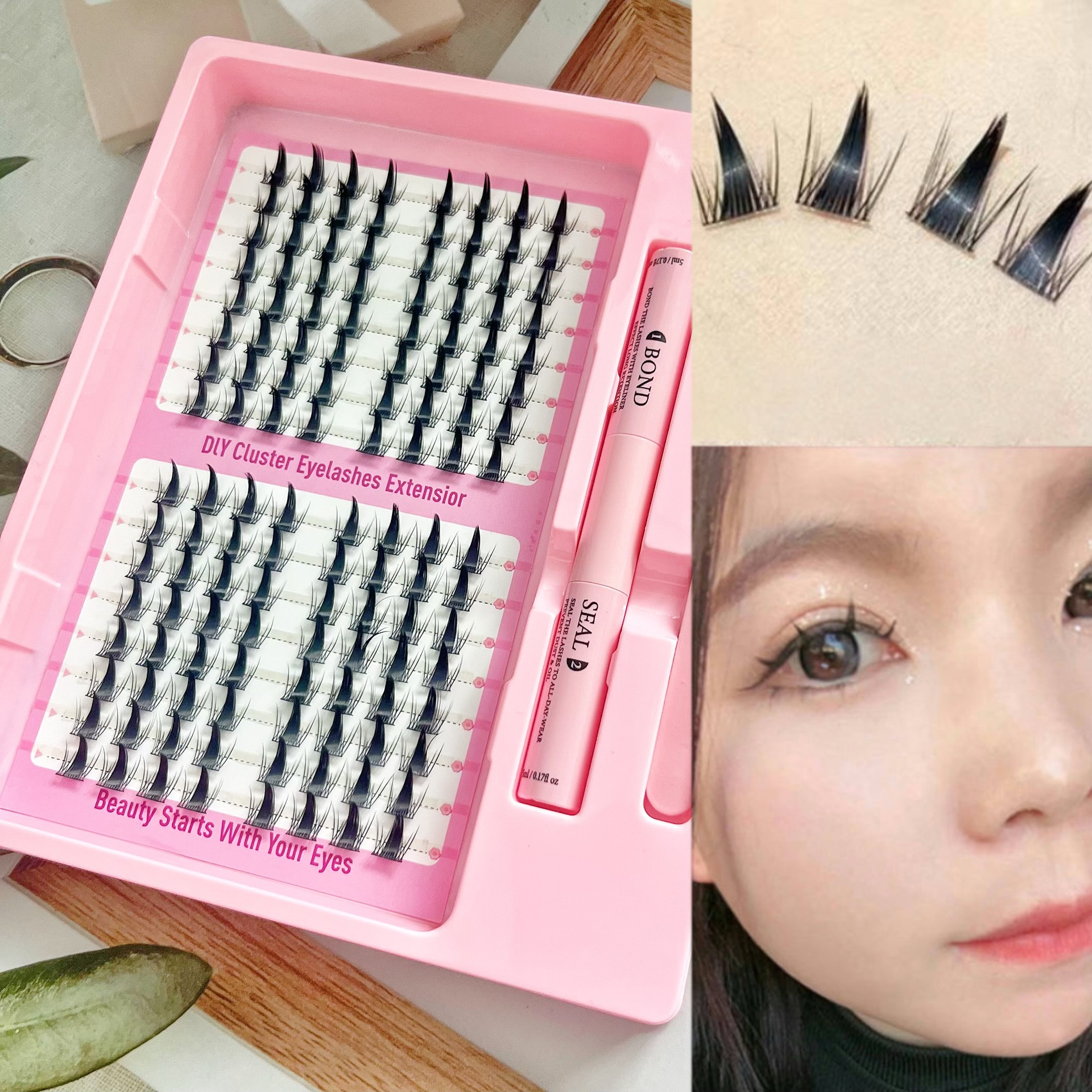 Conjunto de pestañas falsas transfronterizas de gran capacidad, genio travieso segmentacional inteligente estilo variable, pestañas falsas de un solo grupo