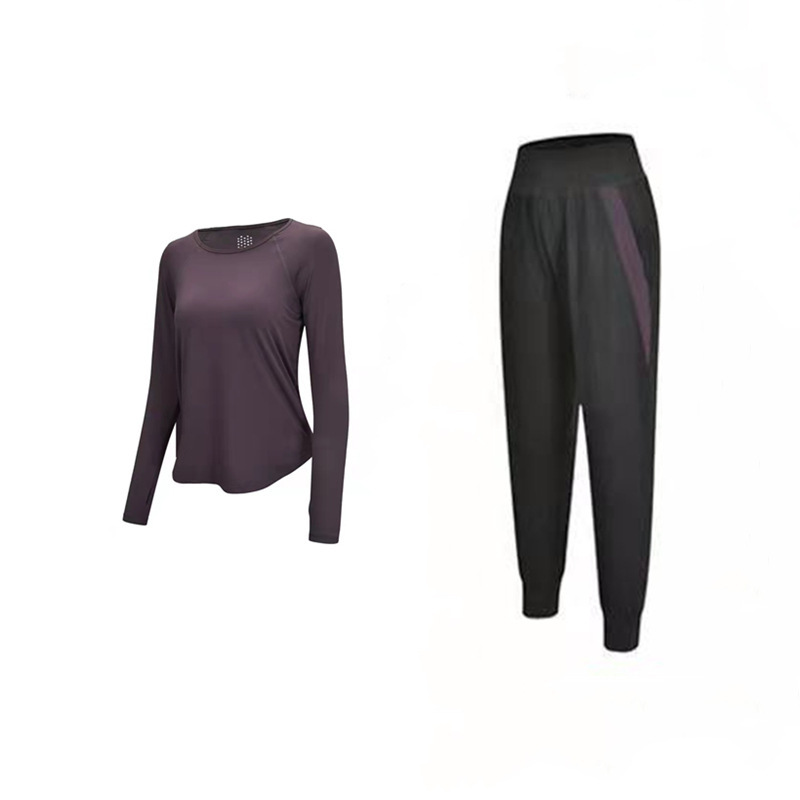 春と秋のスポーツスーツの女性韓国の2つのセットのジムのヨガの服の屋外の朝のランニングの速乾のランニングのカジュアルな服|undefined