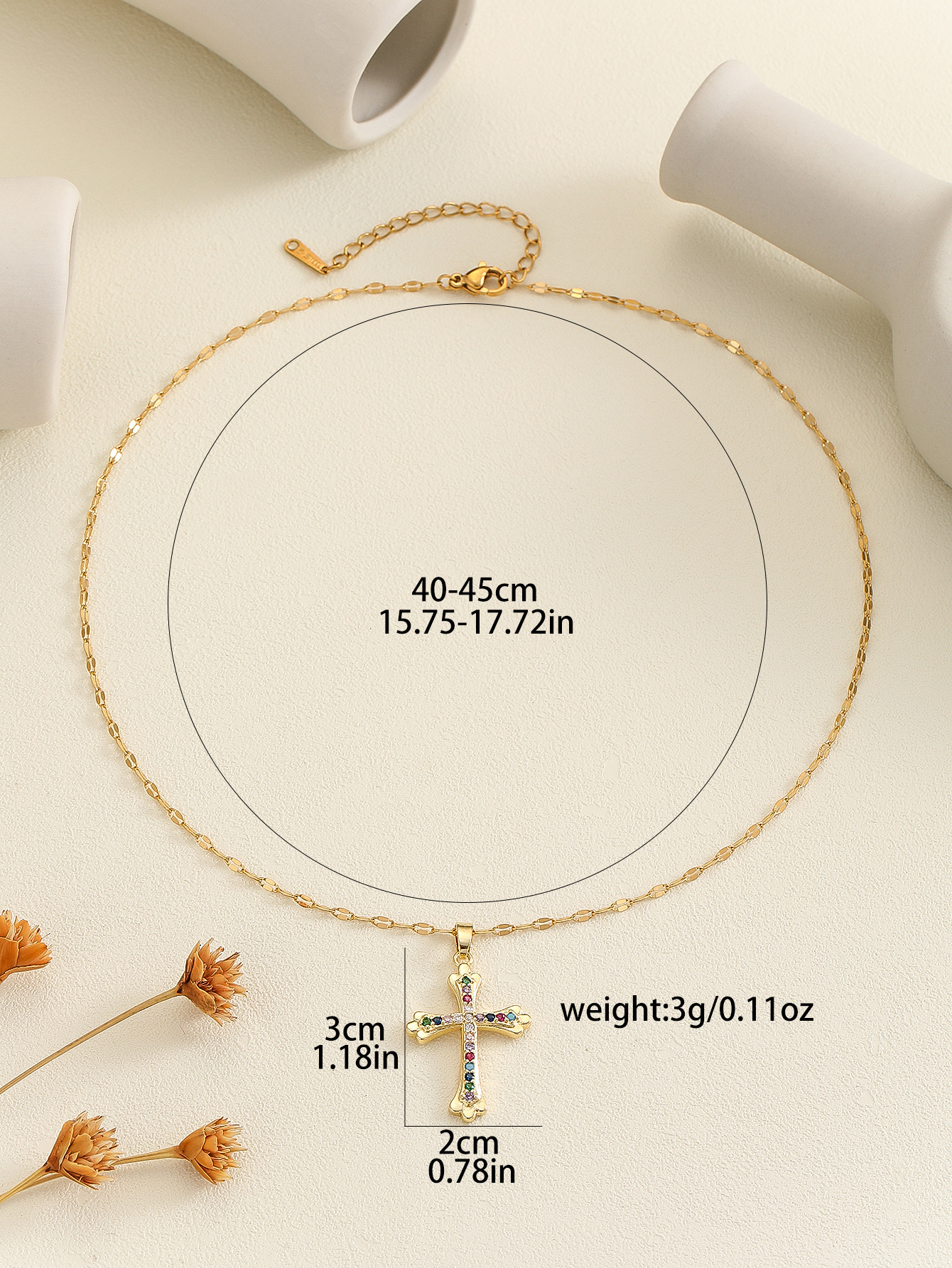9g Weight Copper Pendant Material Rhinestones Inlay Material Pendant Necklace Classification Copper Chain Material 1 Piece Quantity Holiday, Daily Occasion Copper Material Cross Pattern Women's Gender Inlay Design Simple Style, Classic Style Style Copper Inlay Cross Rhinestones Pendant Necklace 3