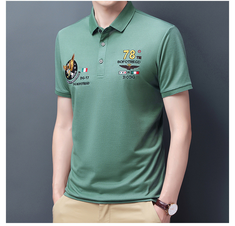 2024 Summer Pure Cotton POLO Shirt, Fashionable Casual High-end Embroidered Turn-down Collar Short Sleeve T-shirt Men's_viptrois.com