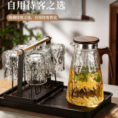 卸売コールドケトルガラス高温耐性家庭用大容量夏冷水カップセットカップは軽くて豪華です
