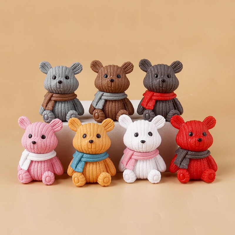 Mini cartoon cute blue pink bear baby house accessories home decoration car center console car small ornaments