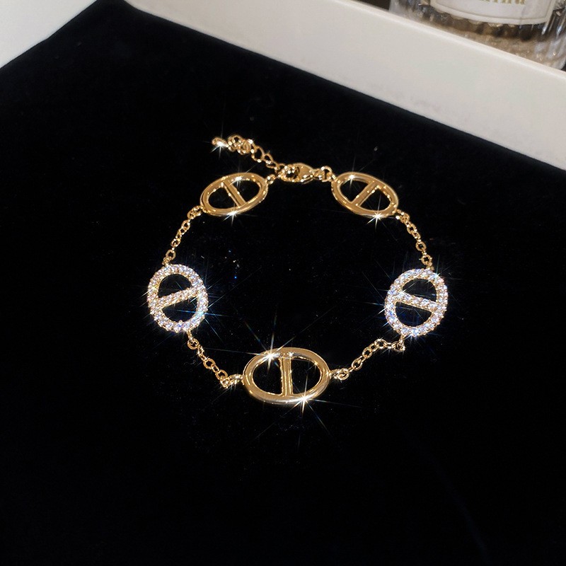 Pulsera de letras de ácido acético de circón Moda exquisita pulsera de viento frío ligero lujo temperamento de alta gama al por mayor