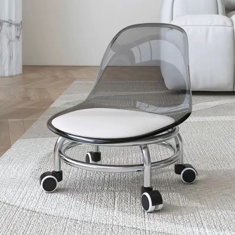 Acrylic Swivel Small Stool with Seamless Design, Silent Wheeled Stool for Children, Toddler Low Stool, Mesh Chair, Small Chair