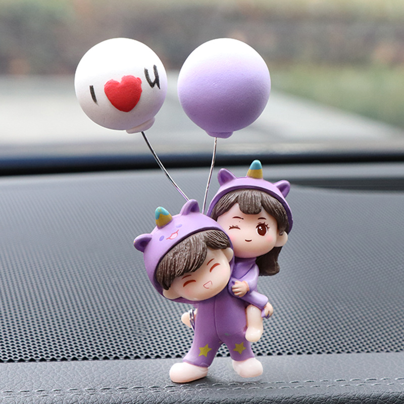 보라색 남자 등 여자 인형 + 보라색 풍선