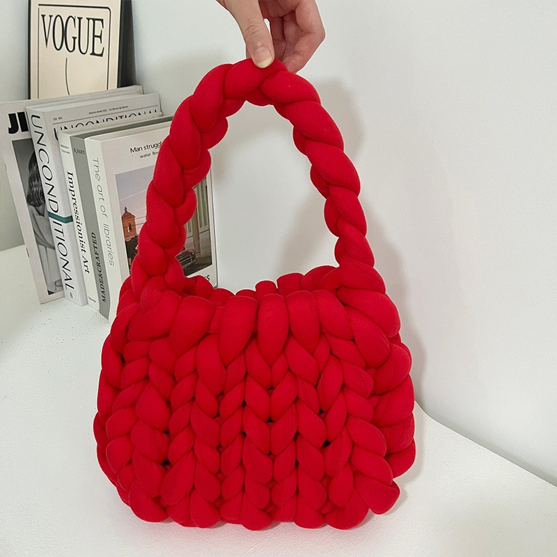 Amazon transfronterizo ultra grueso islandés lana diy bolsos tejidos a mano bolsos de mano coreanos retro versátiles productos terminados