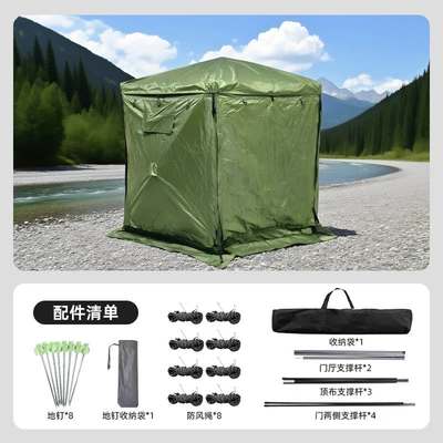 Protection Waterproof Camping Tent, Avtomobil dam çadırları - olive-green-rainproof-cap-waterproof-bottom-fabric-diagonal-250cm-small-size-5-7-people