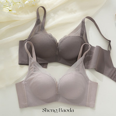 Ladies' wholesale silk underwear without underwire, lace mesh, anti-sag side panels, breast support, breathable and skin-friendly bralette