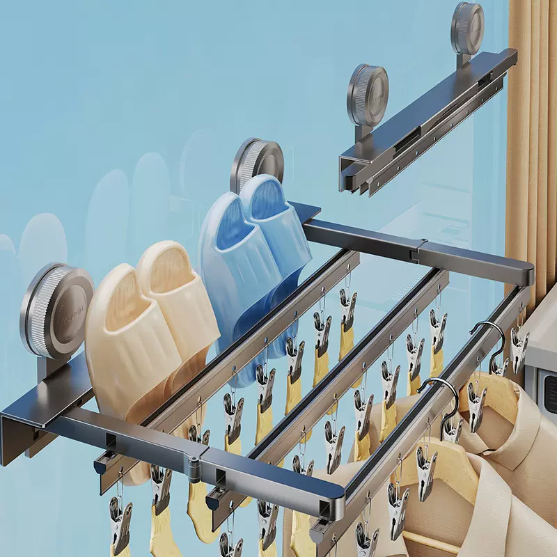 阳台多夹子袜子晾衣架内衣架晾晒架吸盘式免打孔可折叠晒袜子神器