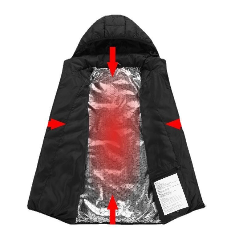 Zona 2 ropa de calefacción de algodón acolchada temperatura constante inteligente hombres y mujeres usable calefacción USB ropa acolchada de algodón color sólido calefacción con capucha ropa acolchada de algodón cálido