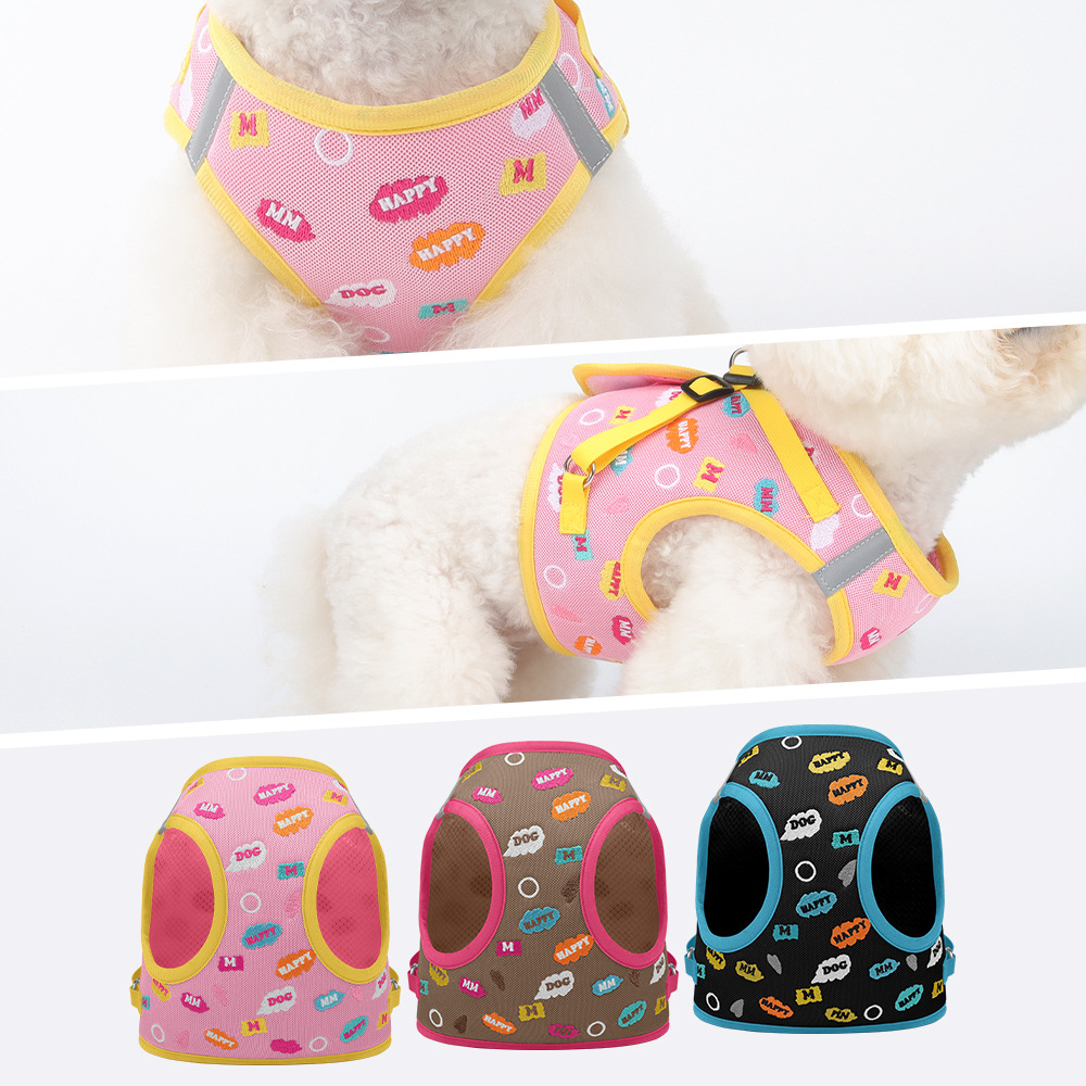 Nuevo pecho de mascotas Teddy Bear Boomerang bordado en un solo pecho de perro pequeño perro cuerda de tracción de perro