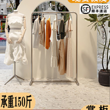 不锈钢服装店展示架落地挂衣架中岛服装架女装店衣服落地架子陈列