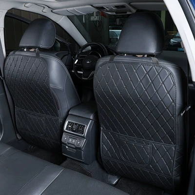 Car seat back Chair back anti-kick pad - black-with-black-stitching-full-coverage-single-piece