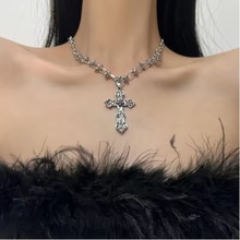 跨境欧美流行项饰花纹纹理十字架男士项链嘻哈潮流简约夸张项饰