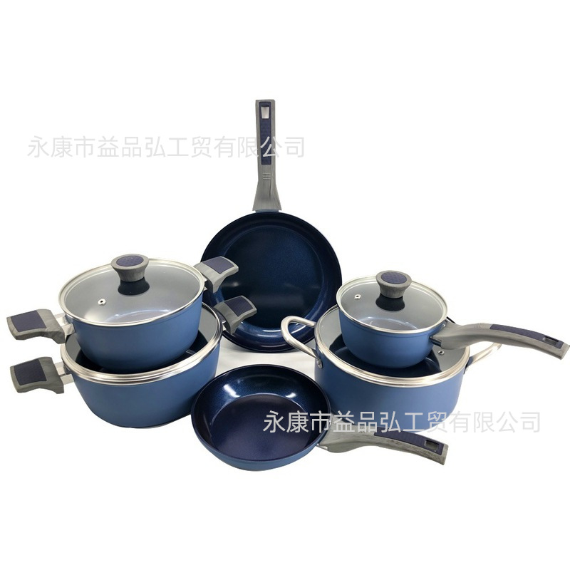 Fábrica directa imitación de fundición de aluminio antiadherente panela recubierto de cerámica azul salsa de leche de salsa