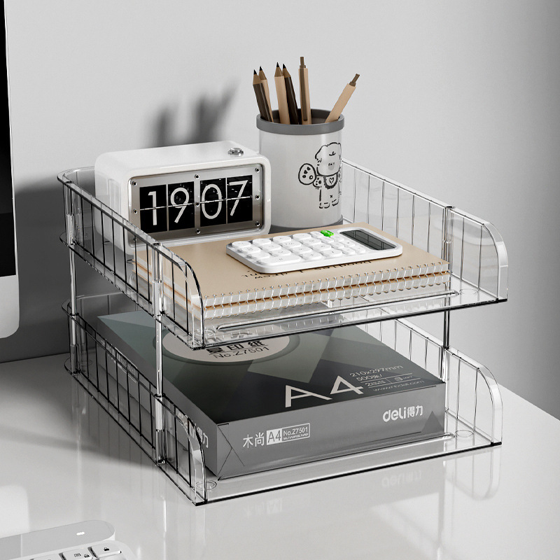 gabinete de escritorio archivos de almacenamiento de escritorio papelería de oficina A4 papel perezoso transparente estante de archivos visuales