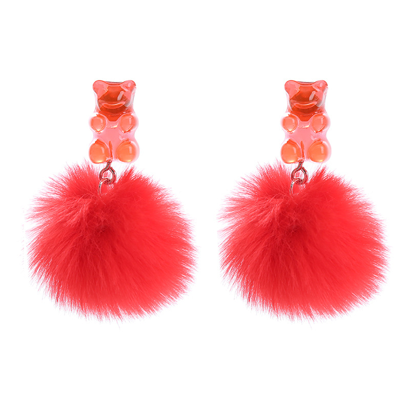 18g Weight Earrings Classification 1 Pair Quantity Daily Occasion Resin Material Bear Pattern Women'S Gender Epoxy Design Fashion Style Fashion Bear Resin Epoxy Women's Earrings 1 Pair 11