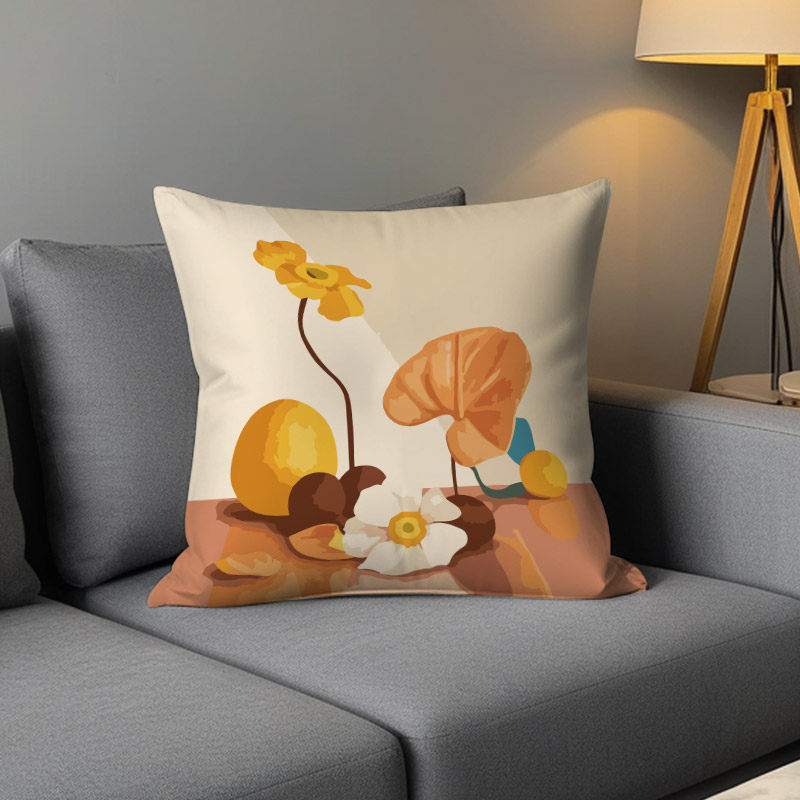 Luz de lujo nórdico simple almohada de viento naranja geométrica impresa de doble cara cojín de ventana flotante decoración sofá sala de estar almohada