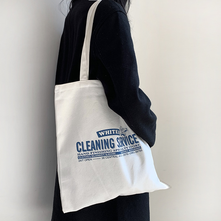 Nuevo ins bolsa de lona de un hombro de moda estilo coreano artístico simple carta estudiante bolsa de compras de lona para hombres y mujeres