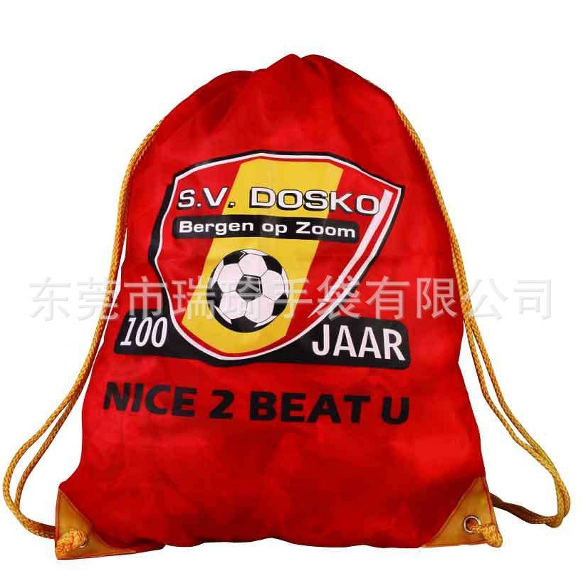 厂家供应涤纶束口袋拉绳袋 时尚足球图案印刷束口背包出口品质