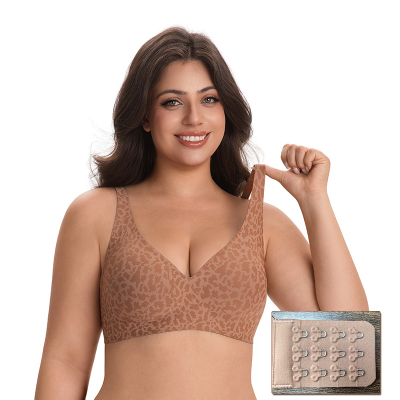 Plus-Size Leopard Print Cross-Border Bra, Popular Seamless Wireless Comfortable Full-Cup Underwear for Women, Amazon Bestseller