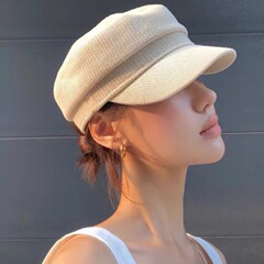 春と秋のシンプルな子供の帽子の白い黒いアヒルの舌の帽子の女性のカジュアルな日よけの画家の帽子は顔の小さい八角の帽子の潮を現します。