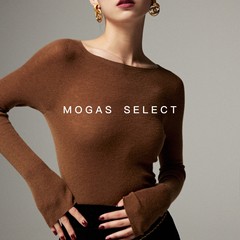 【现货】Mogas 蒿奢羊绒真丝无缝一线成衣一字领打底针织衫女秋冬