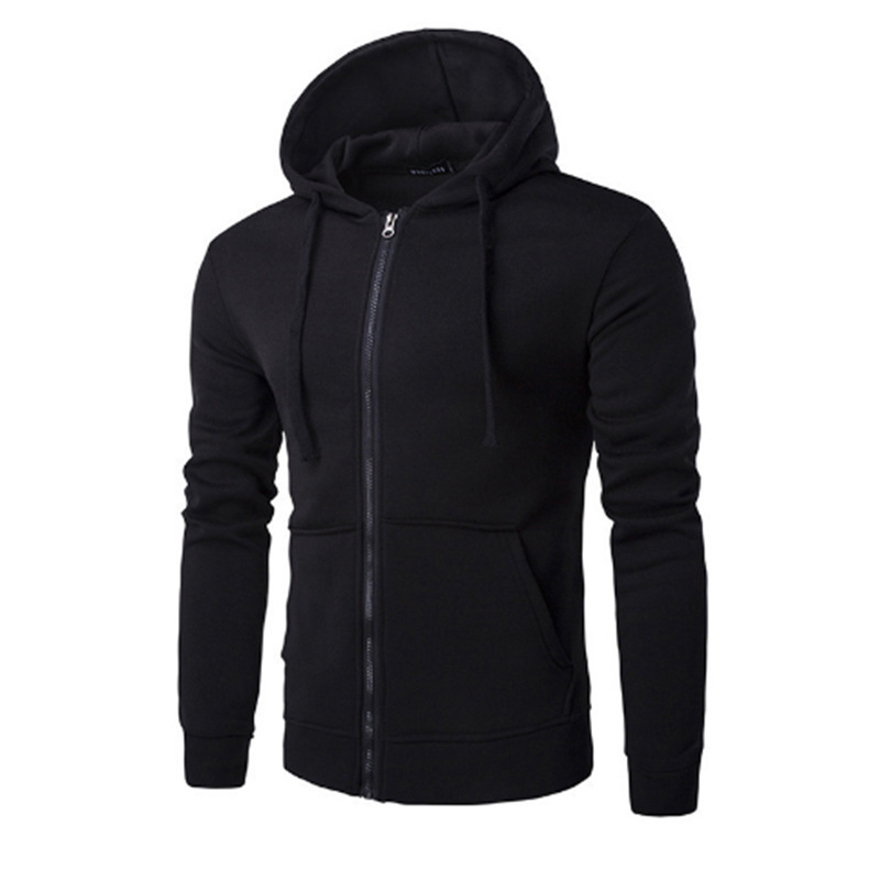 Foreign Trade Cardigan Sweater Solid Color Hoodie Fleece Top Autumn and Winter Loose Sports Zipper Shirt for Men and Women 15 Colors