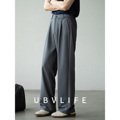 立体プリーツテンセルウールカジュアルストレートパンツメンズ2025夏ドレープスリム通勤ビジネス新作パンツ