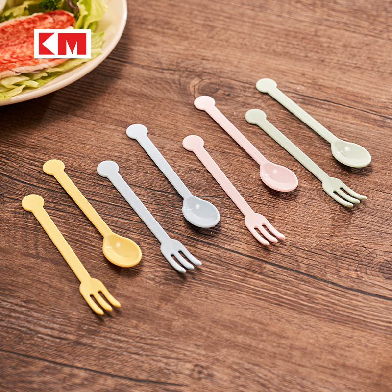 Household Cake Fork Reusable Fruit Fork West Point Dessert Fork Spoon Children Plastic Ice Cream Spoon suit