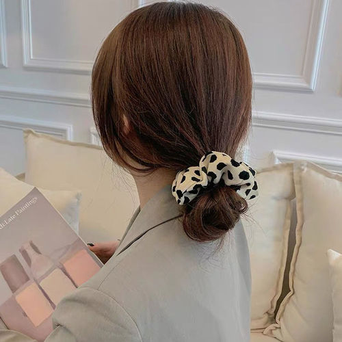 Hair tie women's Korean fashion large intestine hair tie leopard print wave headband, popular minimalist temperament hair accessory for women