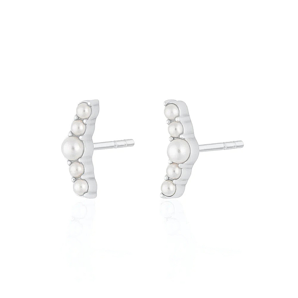2g Weight Pearl, Zircon Inlay Material Ear Studs Classification 1 Pair Quantity Daily Occasion 925 Sterling Silver Material Geometric Pattern Women's Gender Plating, Inlay Design Simple Style Style 1 Pair 925 Sterling Silver Pearl Zircon Geometric Ear Studs 38