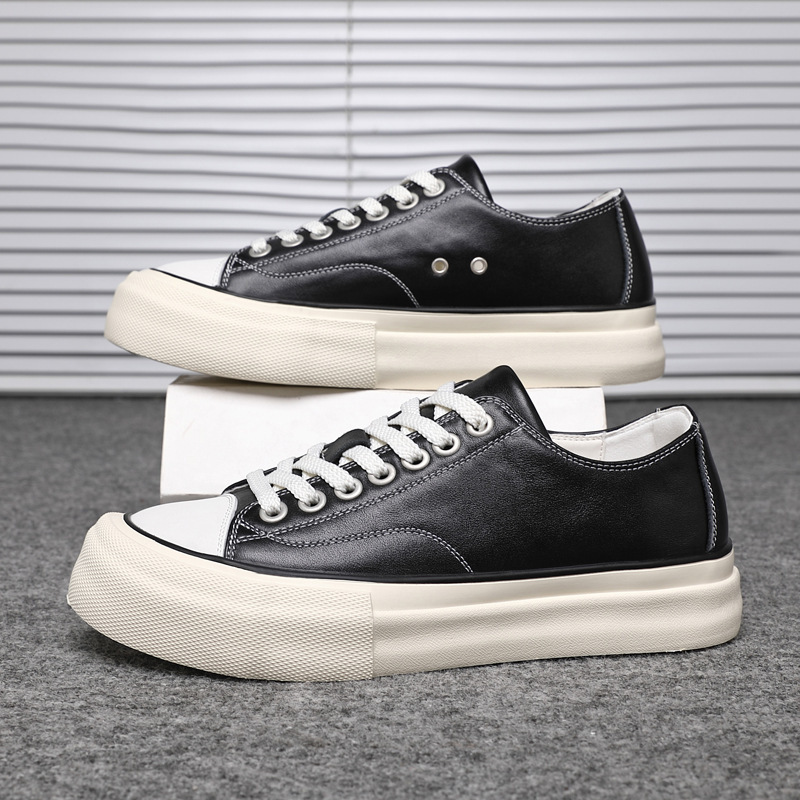 Ro Men's Shoes, Authentic Version, Top-Layer Cowhide, Low-Top Sneakers, American High Street Style, Black and White, Height-Increasing Casual Shoes, Thick-Soled Trendy Shoes Ro Men's Shoes, Authentic Version, Top-Layer Cowhide, Low-Top Sneakers, American High Street Style, Black and White, Height-Increasing Casual Shoes, Thick-Soled Trendy Shoes