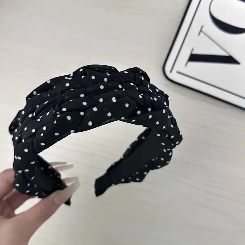 法式波点编织发箍女2025新款高颅顶宽边压发发卡头箍气质百搭发饰|undefined