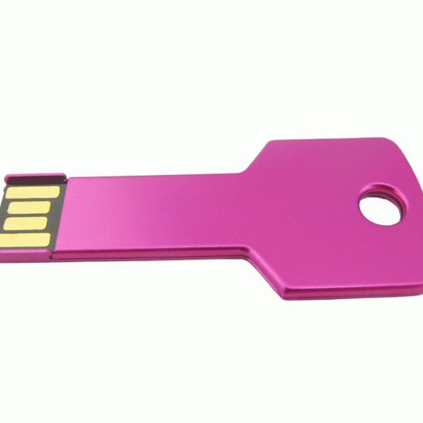 Slim Metal USB Flash Drive, Key-Shaped, Multi-Capacity 32MB–64GB, Portable Gift