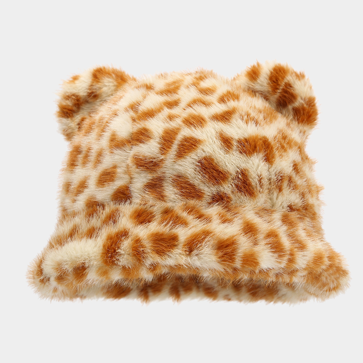 Coreano lindo oso orejas de peluche sombrero bufandas de dos piezas de invierno caliente a prueba de frío leopardo conjunto de buñuelo cruzado