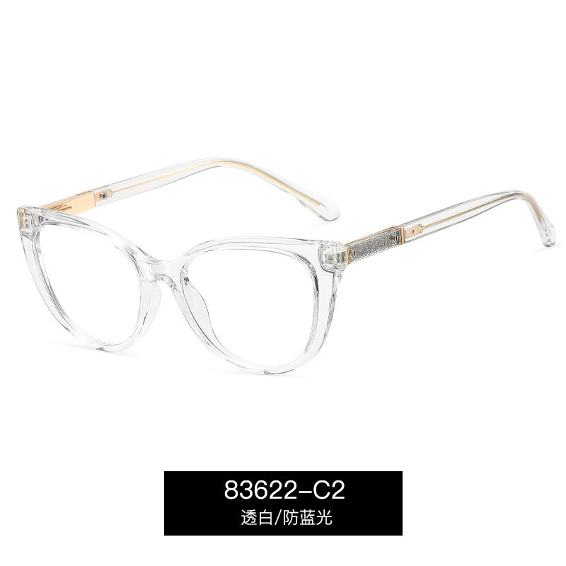83622 Gafas anti-luz azul transfronterizas europeas y americanas, gafas de miopía, marco de gafas TR90, marco de miopía de ojo de gato de moda