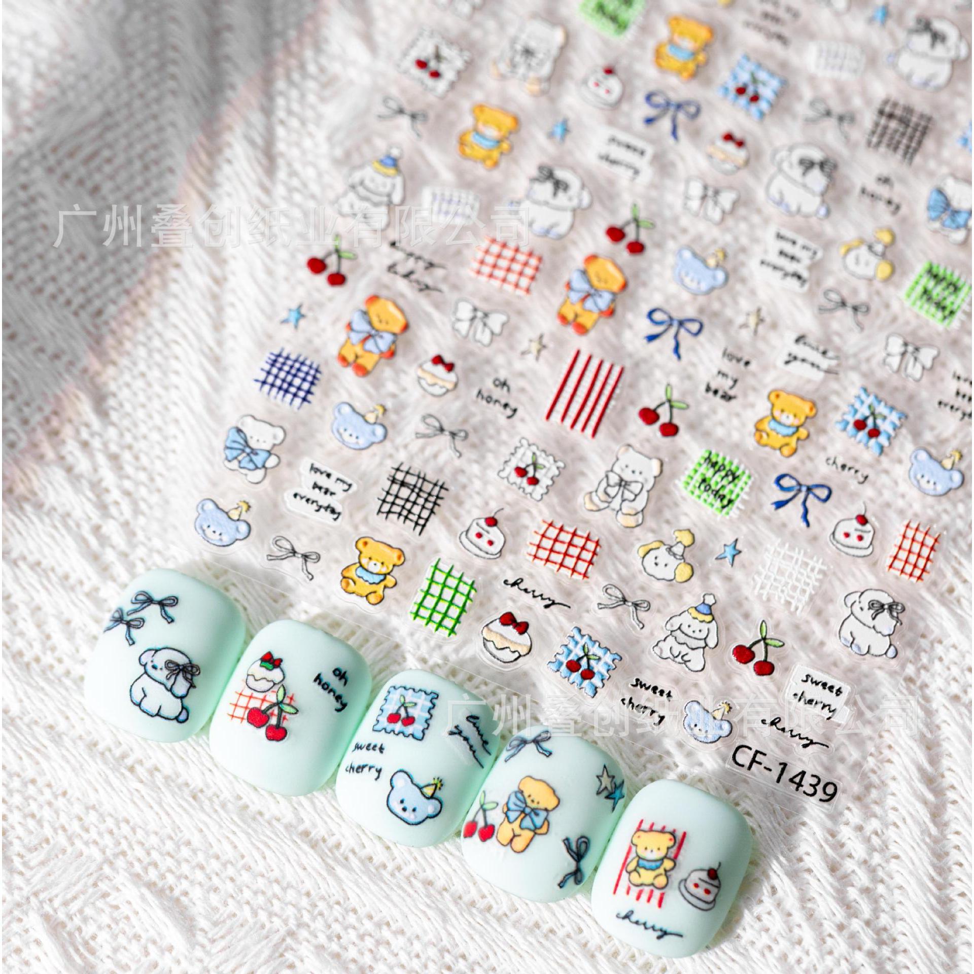 跨境新款日系涂鸦图案浮雕美甲贴纸卡通手机相机贴纸diy手工贴饰
